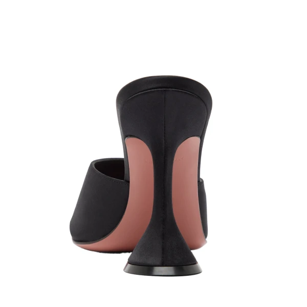 Amina Muaddi Lupita Slipper 95 in Black Satin, view 3