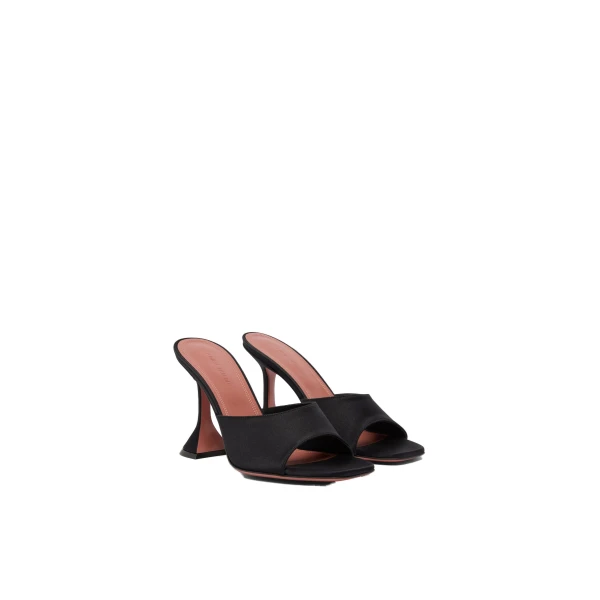 Amina Muaddi Lupita Slipper 95 in Black Satin, view 5
