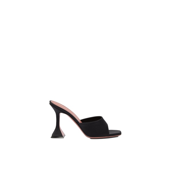 Amina Muaddi Lupita Slipper 95 in Black Satin