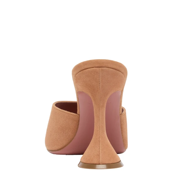 Amina Muaddi Lupita Slipper 95 in Latte Suede, view 3