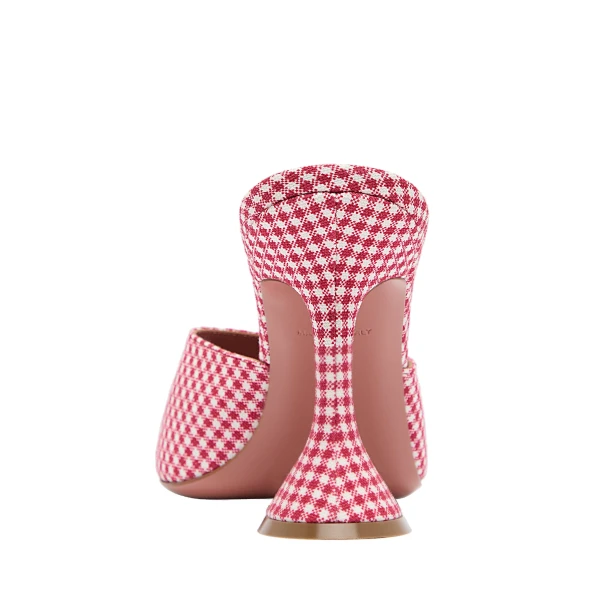 Amina Muaddi Lupita Slipper 95 in Red and White Vichy, view 3