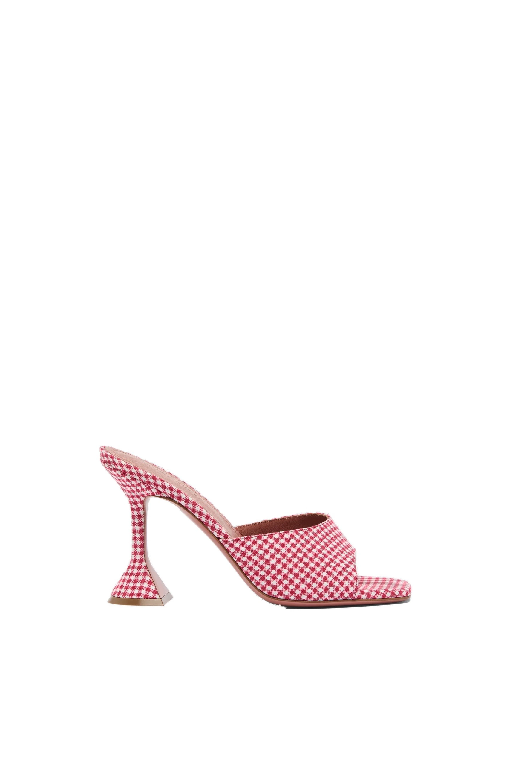 Amina Muaddi Lupita Slipper 95 in Red | Luxury Shoes Amina Muaddi Lupita Slipper 95 in Red and White Vichy