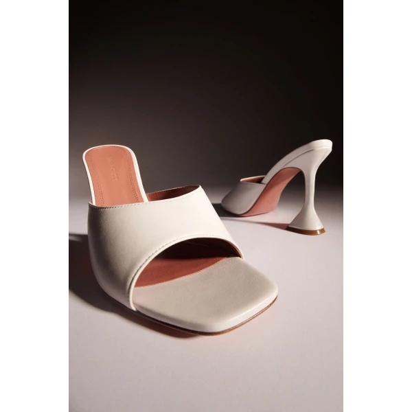 Amina Muaddi Lupita Slipper 95 in White Nappa, view 2