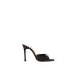 Amina Muaddi Mini Camelia Slipper 105 in Black Satin