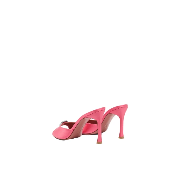 Amina Muaddi Mini Camelia Slipper 95 in Coral Satin, view 5