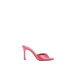 Amina Muaddi Mini Camelia Slipper 95 in Coral Satin