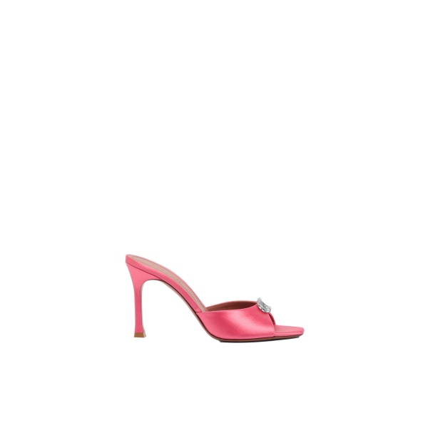 Amina Muaddi Mini Camelia Slipper 95 in Coral Satin