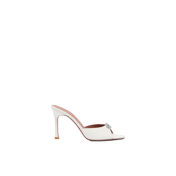Amina Muaddi Mini Camelia Slipper 95 in White Nappa