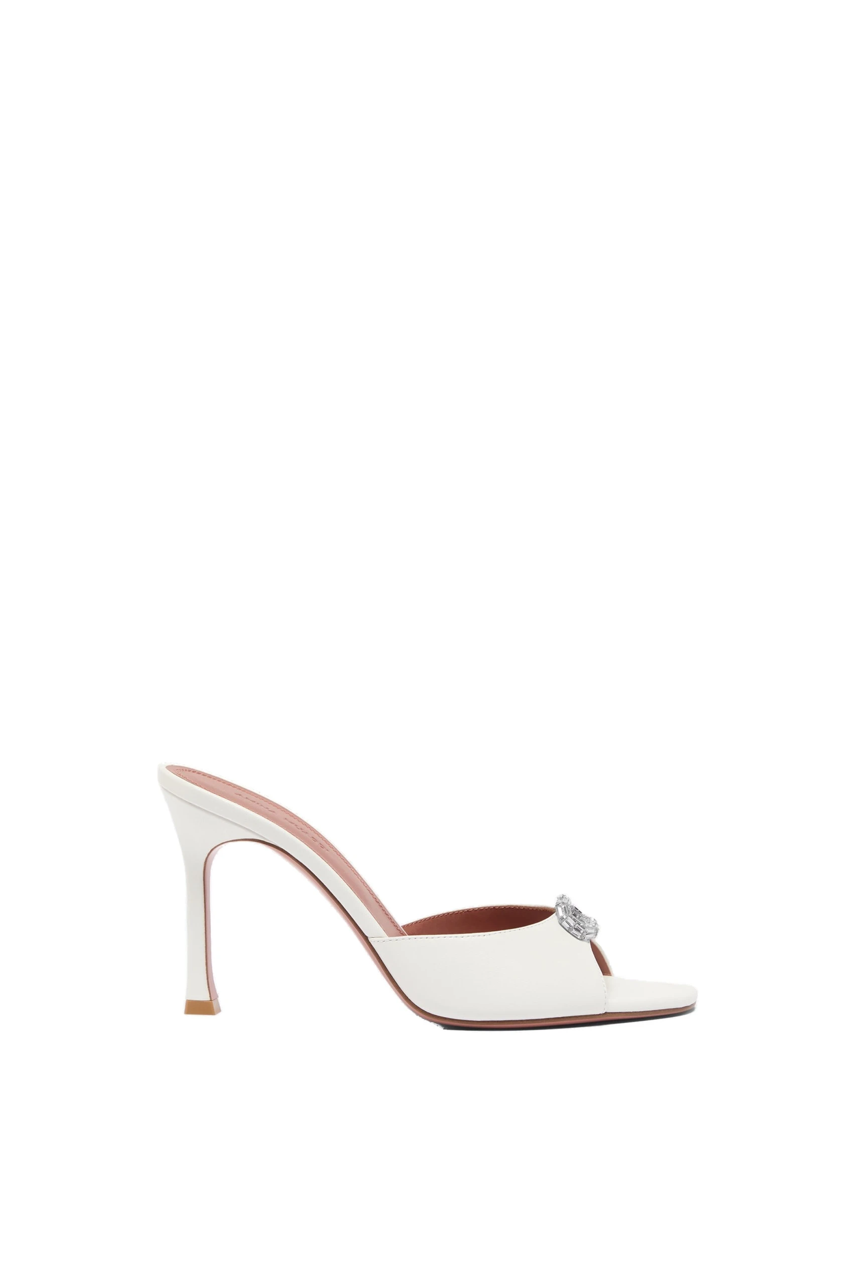 Amina Muaddi Mini Camelia Slipper 95 in White Nappa | Luxury Shoes Amina Muaddi Mini Camelia Slipper 95 in White Nappa