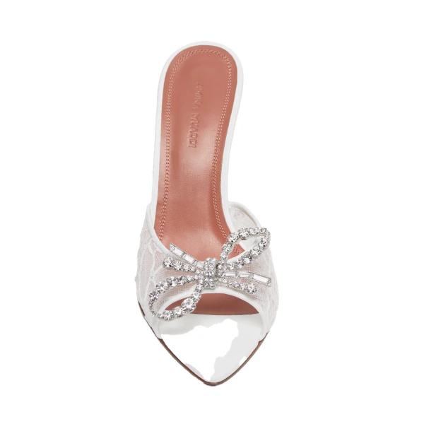 Amina Muaddi Rosie Lace Slipper 95 in Ivory Lace, view 2
