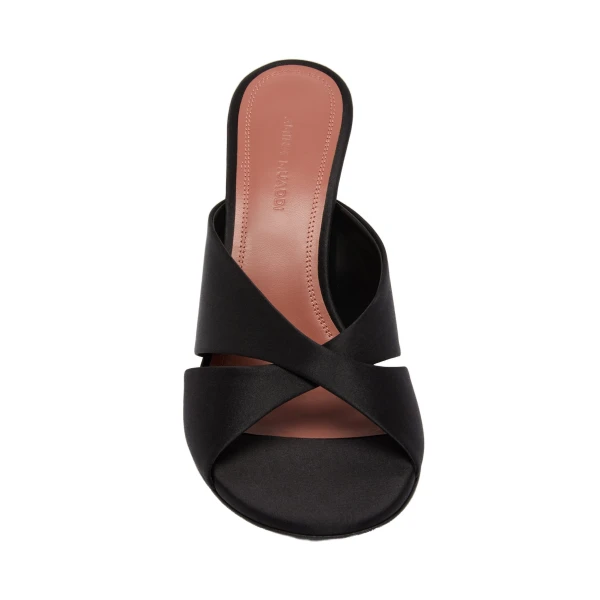 Amina Muaddi Salma Slipper 95 in Black Satin, view 2