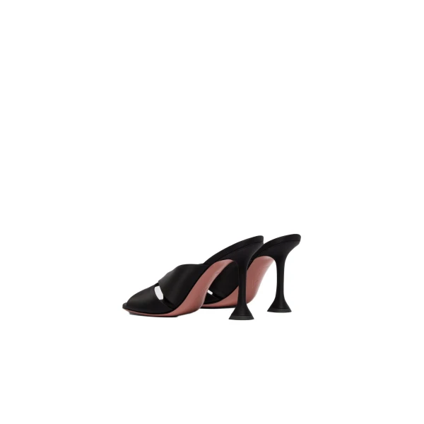 Amina Muaddi Salma Slipper 95 in Black Satin, view 5