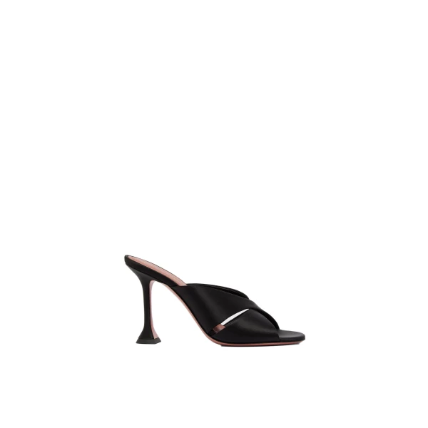 Amina Muaddi Salma Slipper 95 in Black Satin