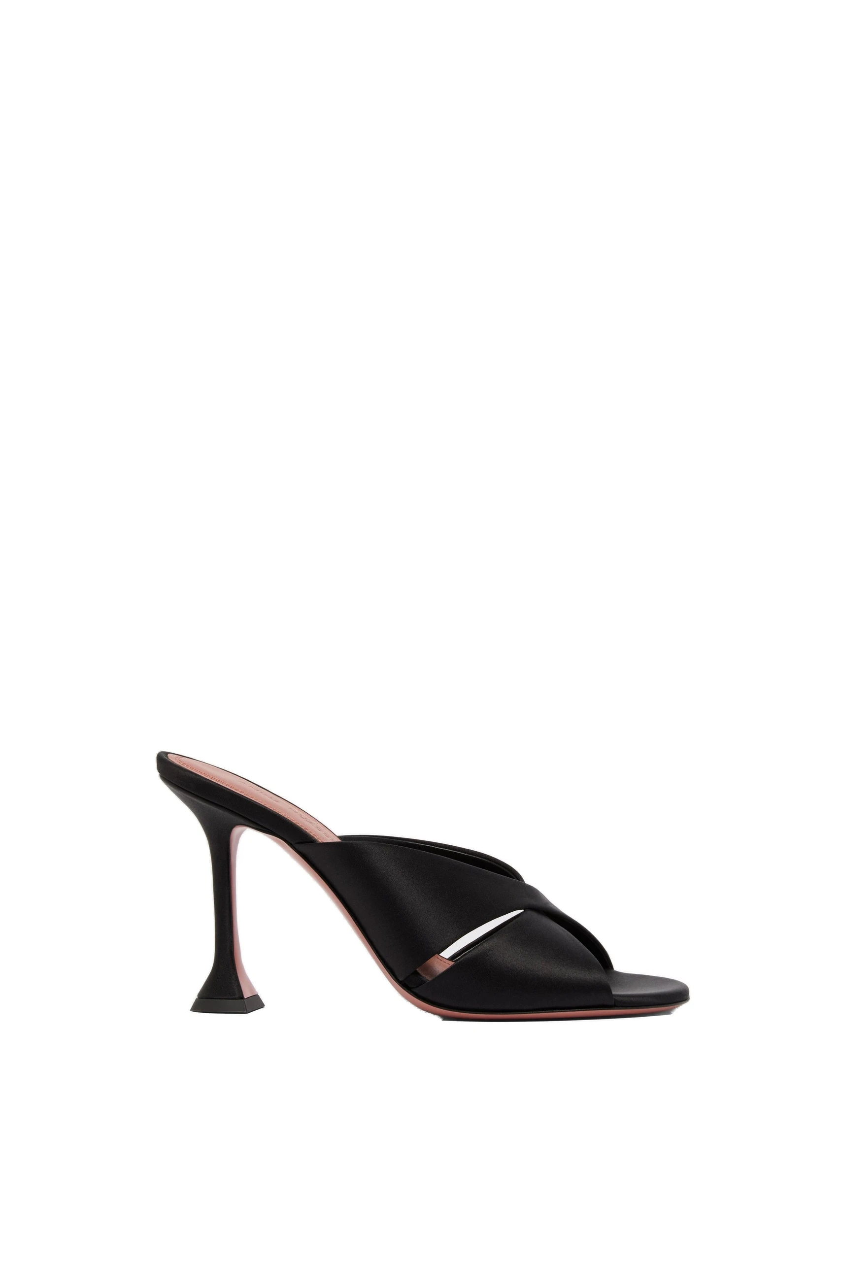 Amina Muaddi Salma Slipper 95 in Black Satin | Luxury Shoes Amina Muaddi Salma Slipper 95 in Black Satin