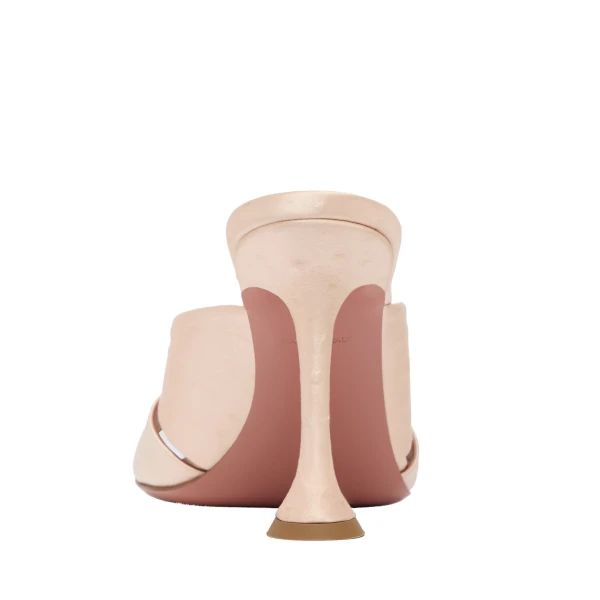 Amina Muaddi Salma Slipper 95 in Champagne Embossed Ostrich Satin, view 4