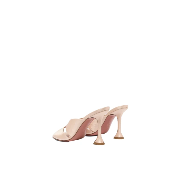 Amina Muaddi Salma Slipper 95 in Champagne Embossed Ostrich Satin, view 6