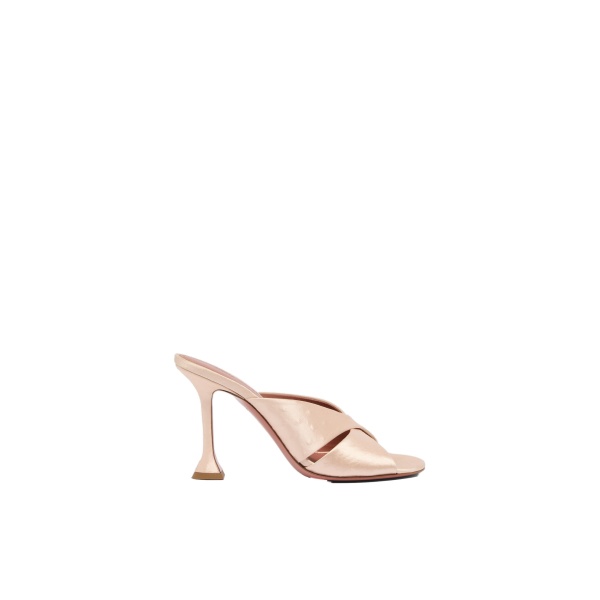Amina Muaddi Salma Slipper 95 in Champagne Embossed Ostrich Satin