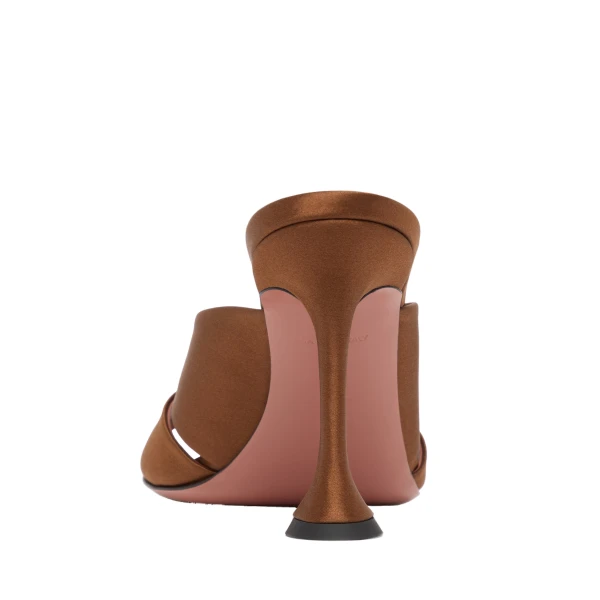 Amina Muaddi Salma Slipper 95 in Mocha Satin, view 4