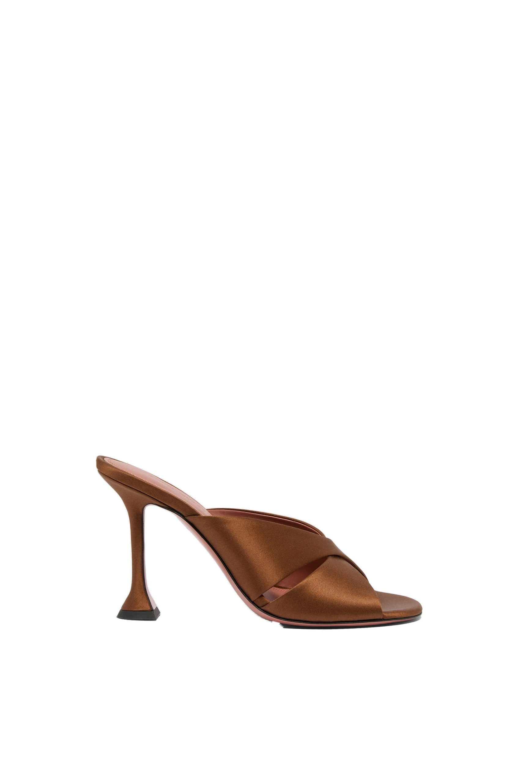 Amina Muaddi Salma Slipper 95 in Mocha Satin | Luxury Shoes Amina Muaddi Salma Slipper 95 in Mocha Satin
