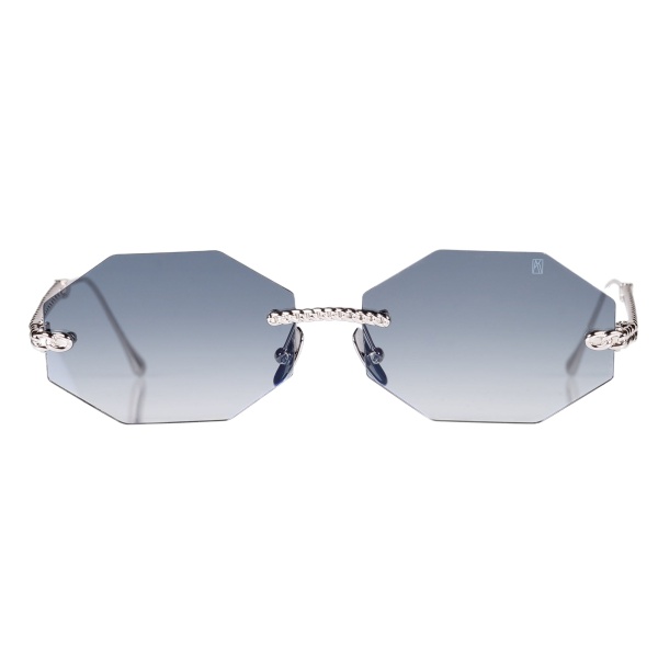 Anna-Karin Karlsson Chain Nest Sun Octagonal Sunglasses in White Gold Grey