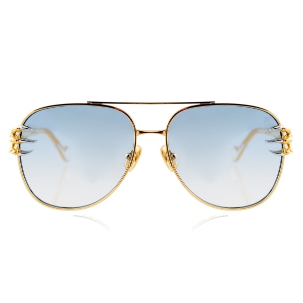 Anna-Karin Karlsson Claw Voyage Sunglasses in Gold Blue Lens