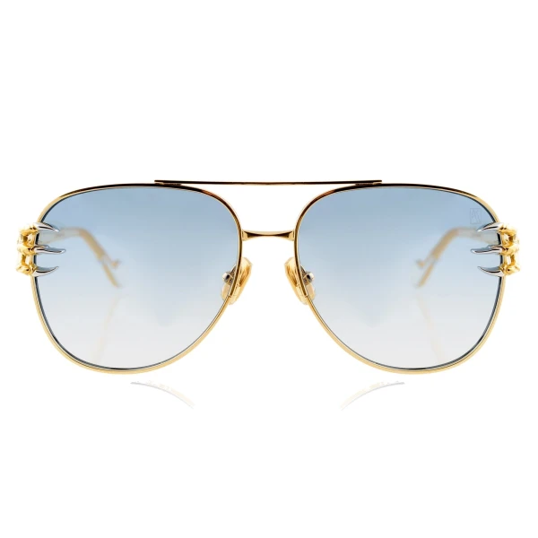 Anna-Karin Karlsson Claw Voyage Sunglasses in Gold Blue Lens