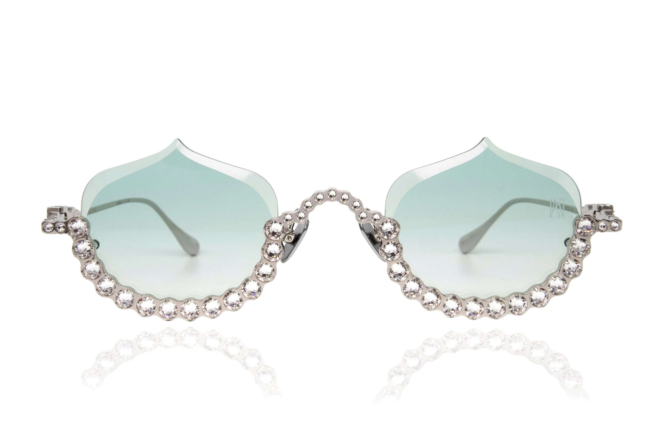 Crystal Meringue Sunglasses in White Gold