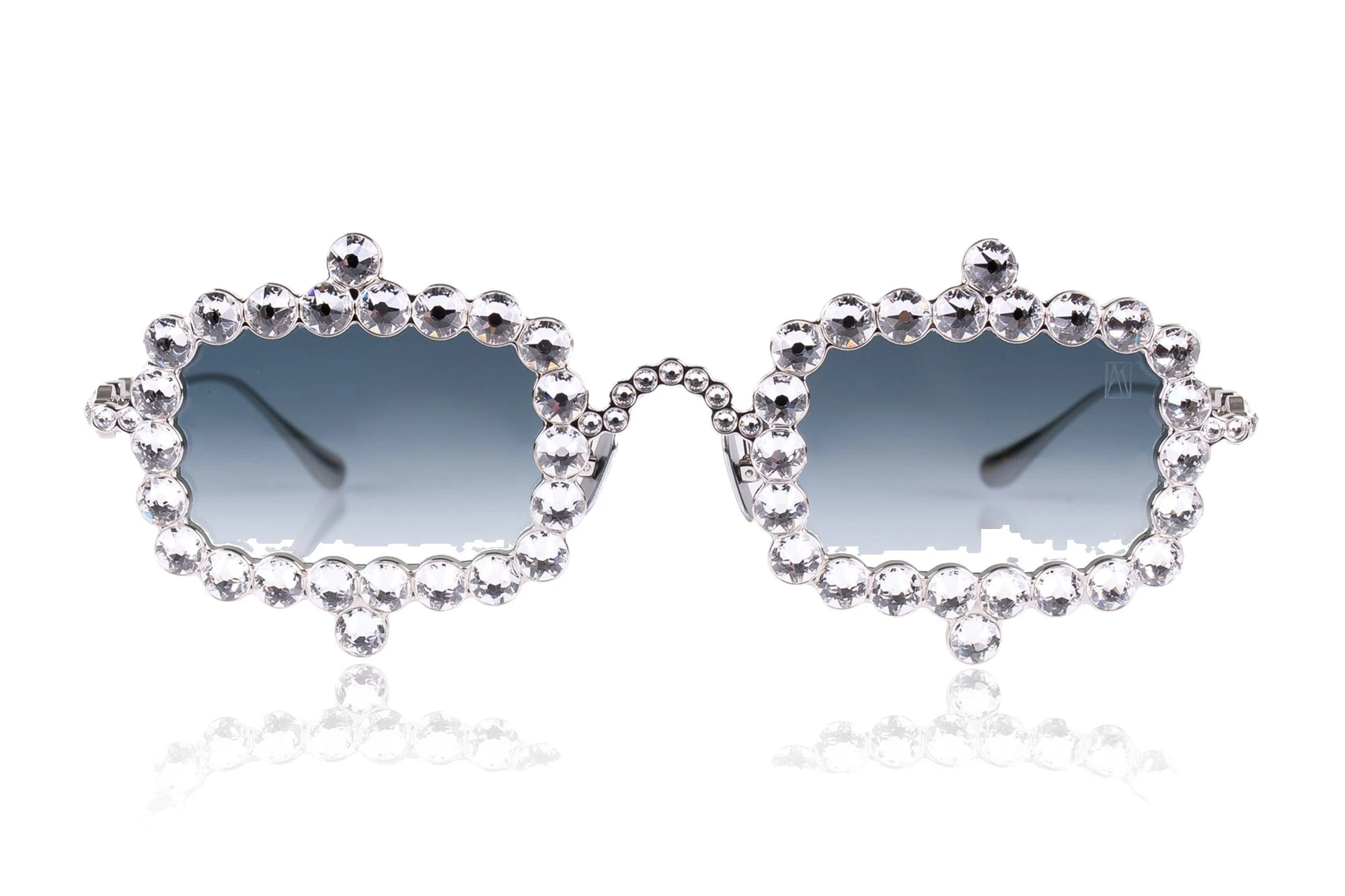 Crystal Mirage Sunglasses in White Gold