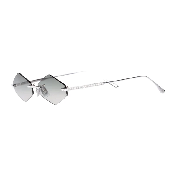 Crystal Nest Triangle Sunglasses in White Gold Green - Image 2