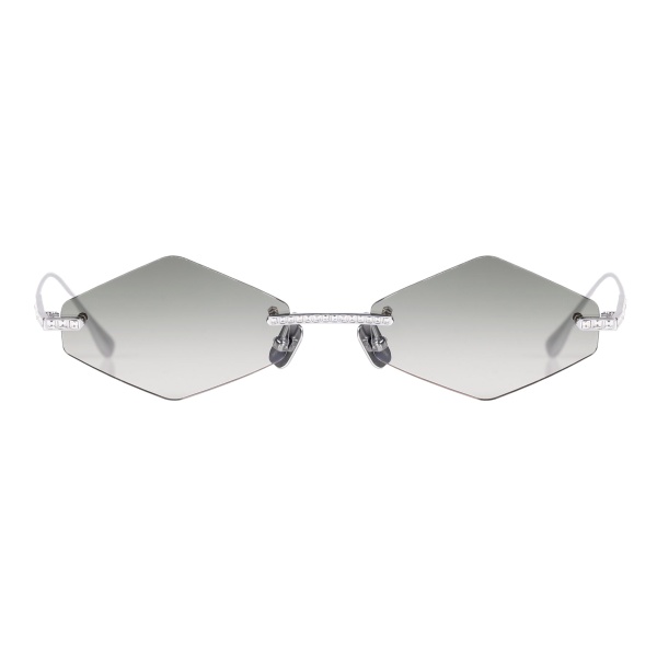 Anna-Karin Karlsson Crystal Nest Triangle Sunglasses in White Gold Green