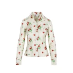 Bernadette Dara Shirt in Lingerie Roses Red on Cream | Tops | Luxury Shoes 