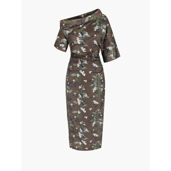 Dress Bowery in Blackberry Branches Chocolate Brown - Image 2