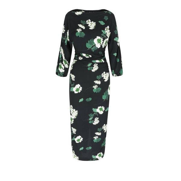 Bernadette Dress Ezra in Hydrangea Green on Black | Dresses | Luxury Shoes 