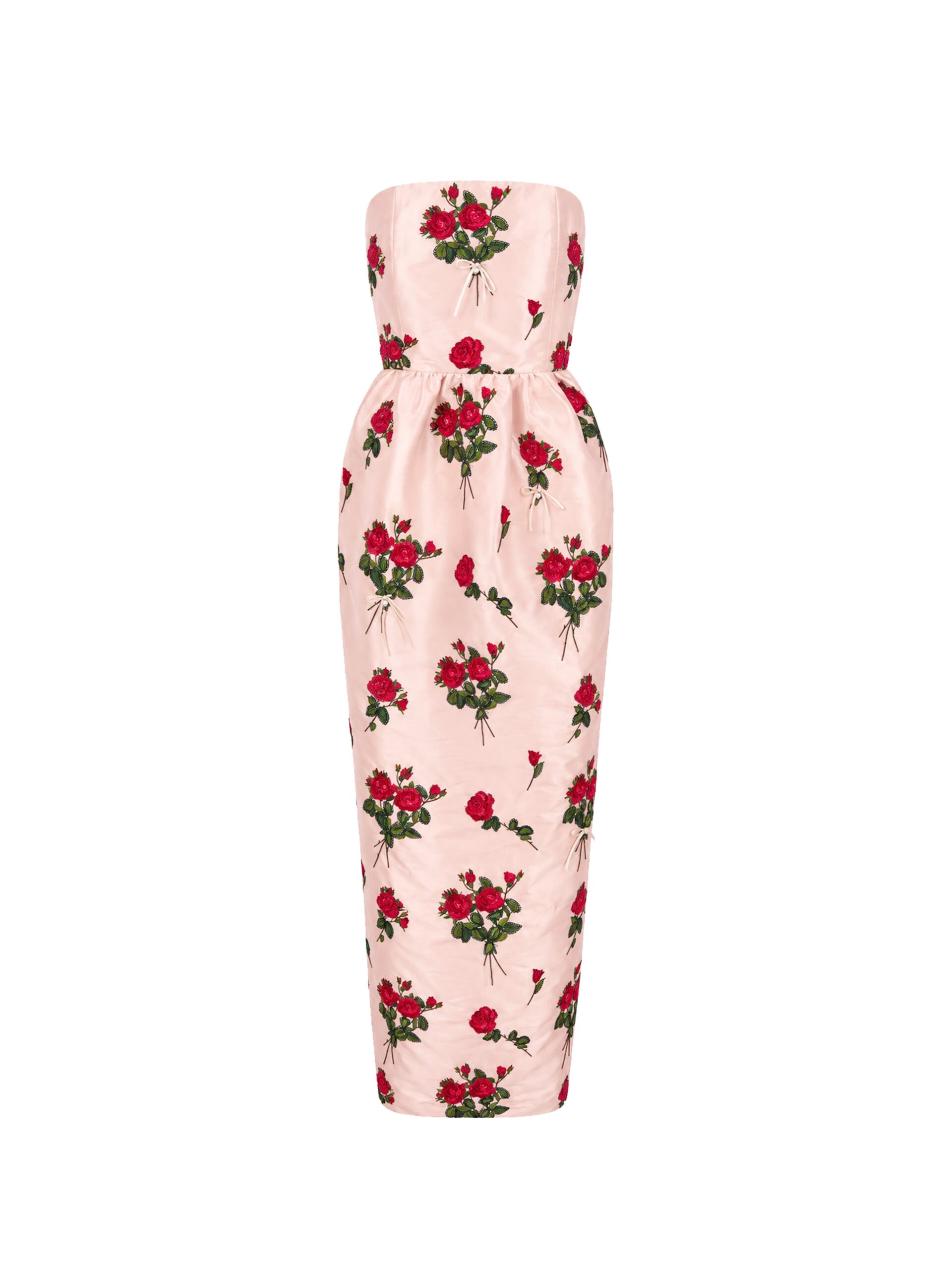 Bernadette Dress Lena Embroidered in Red Bouquet Embroidery on Pink | Dresses | Luxury Shoes Bernadette Dress Lena Embroidered in Red Bouquet Embroidery on Pink | Dresses | Luxury Shoes
