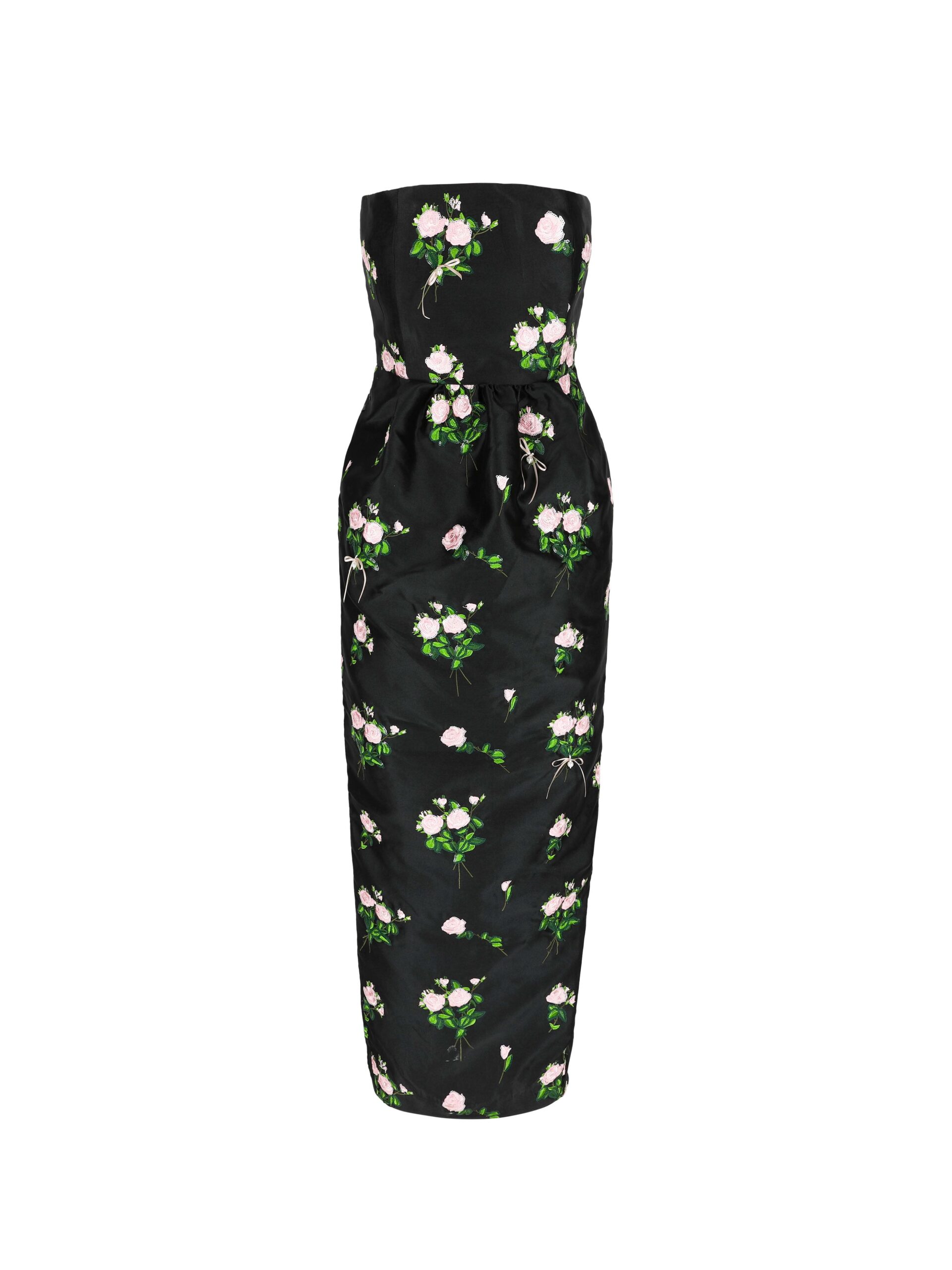 Bernadette Dress Lena Embroidered in Soft Pink Bouquet Embroidery on Black | Dresses | Luxury Shoes Bernadette Dress Lena Embroidered in Soft Pink Bouquet Embroidery on Black | Dresses | Luxury Shoes