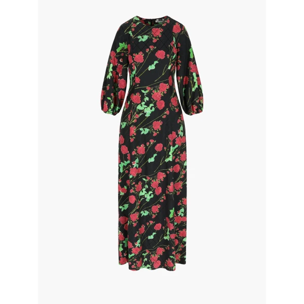 Dress Roxette in Rosebranches Red on Black - Image 2