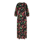 Bernadette Dress Roxette in Rosebranches Red on Black | Dresses | Luxury Shoes 