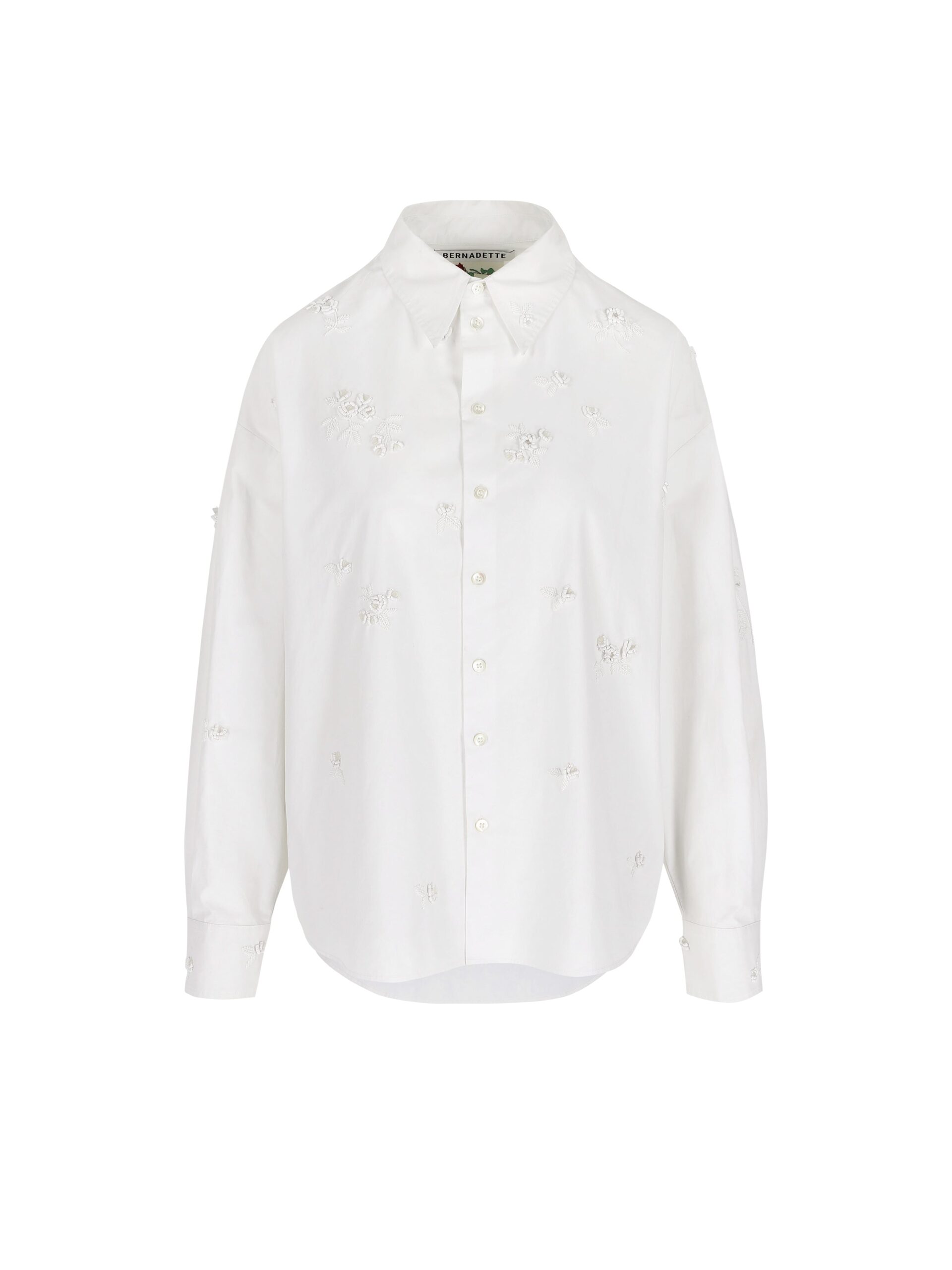Bernadette Everett Shirt Lingerie Embroidered in White Lingerie Rose Embroidery on Optic White | Tops | Luxury Shoes Bernadette Everett Shirt Lingerie Embroidered in White Lingerie Rose Embroidery on Optic White | Tops | Luxury Shoes