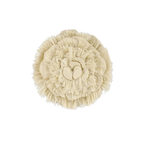 Bernadette Frayed Camellia Brooch in Cream | Jewelry | Luxury Shoes 
