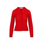 Bernadette Kira Cardigan in Ruby Red Pointelle | Knitwear | Luxury Shoes 