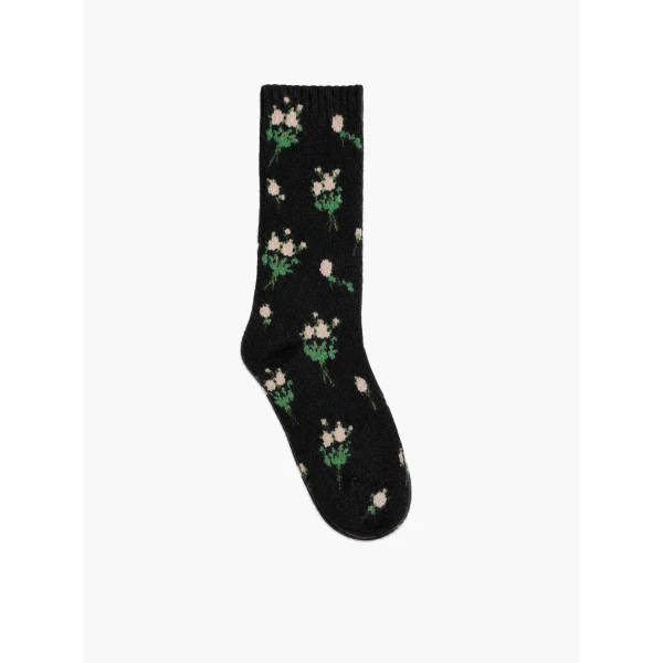 Lingerie Rose Cashmere Socks in Black - Image 2