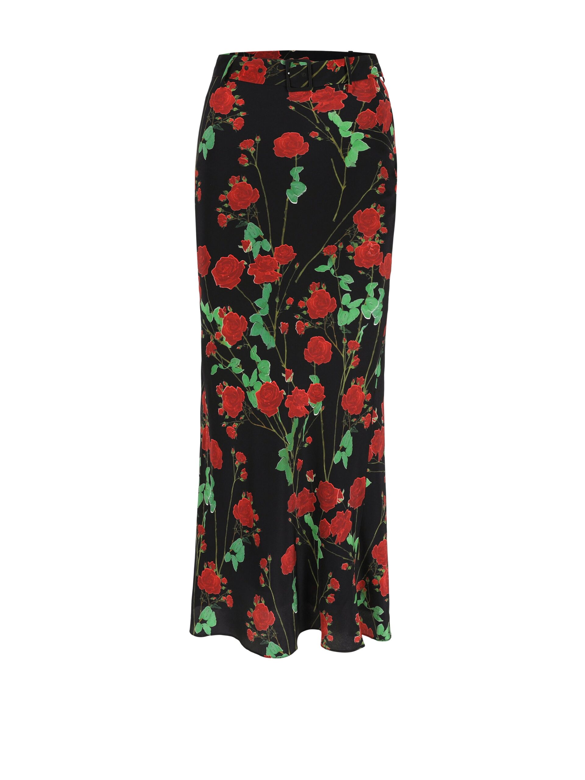 Bernadette Long Skirt Chuck in Rosebranches Red on Black | Skirts | Luxury Shoes Bernadette Long Skirt Chuck in Rosebranches Red on Black | Skirts | Luxury Shoes