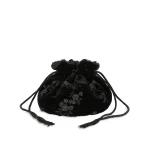 Bernadette Round Bag Embroidered in Black Lingerie Rose Embroidery on Black | Bags | Luxury Shoes 