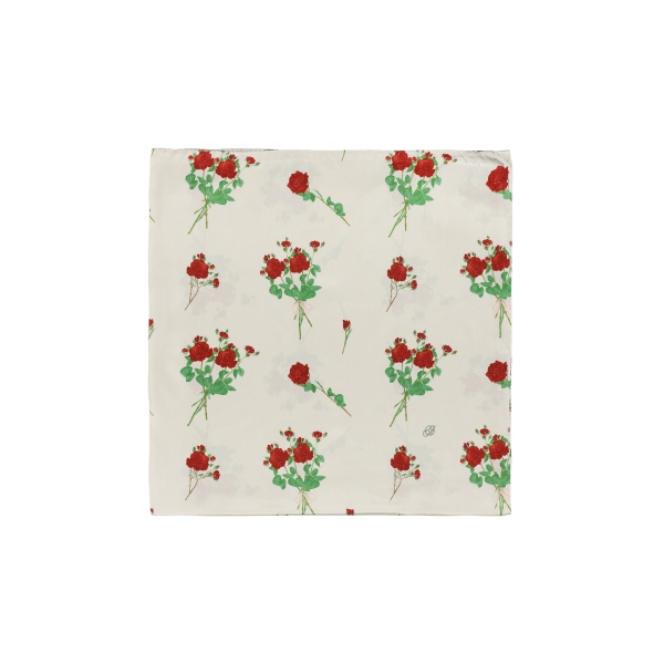 Bernadette Silk Scarf in Lingerie Roses Red on Cream | Accessories | Luxury Shoes 
