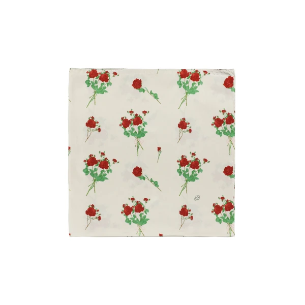 Bernadette Silk Scarf in Lingerie Roses Red on Cream | Accessories | Luxury Shoes 