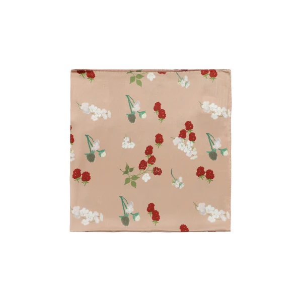 Silk Scarf in Red Berries on Pink