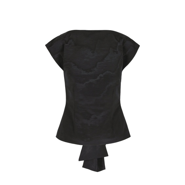 Bernadette Top Atticus in Black Moire | Tops | Luxury Shoes 
