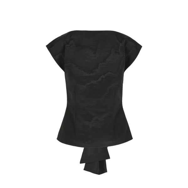 Bernadette Top Atticus in Black Moire | Tops | Luxury Shoes 