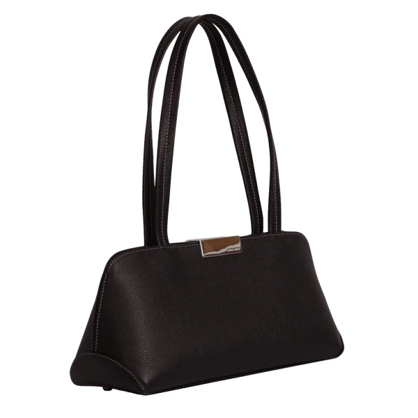 Ateliers Auguste Passy East West Silver Edition in Black Pebble Leather bag