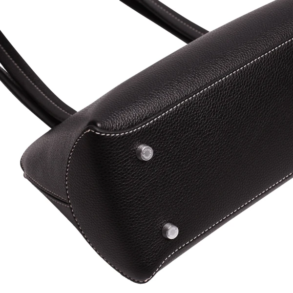 Ateliers Auguste Passy East West Silver Edition in Black Pebble Leather bag